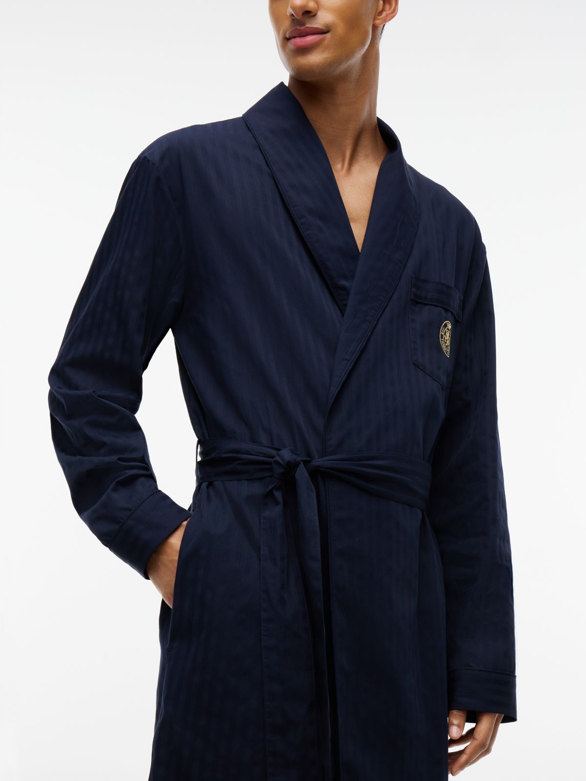 Crest Woven Dobby Bathrobe — Red