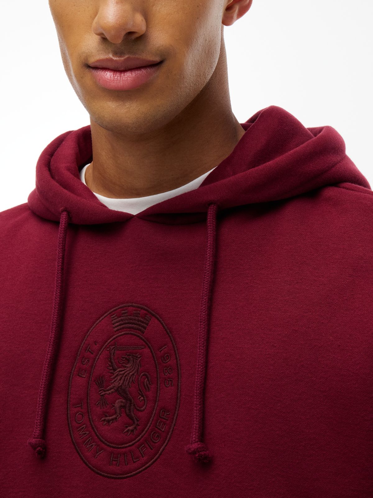 Crest Fleece Drawstring Lounge Hoody — Purple