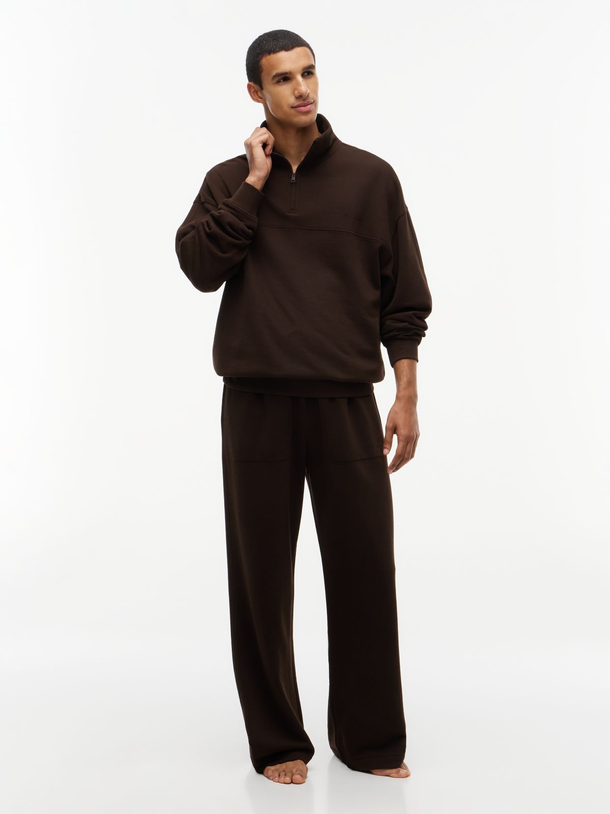 TH Original Tailored French Terry Lounge Trousers — Brown