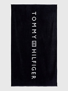 blue contrast trim logo towel for unisex tommy hilfiger