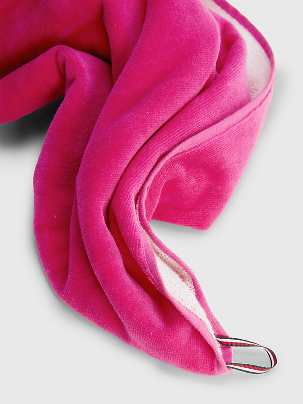 HOT MAGENTA Strandhanddoek met logo en contrastrand voor unisex TOMMY HILFIGER
