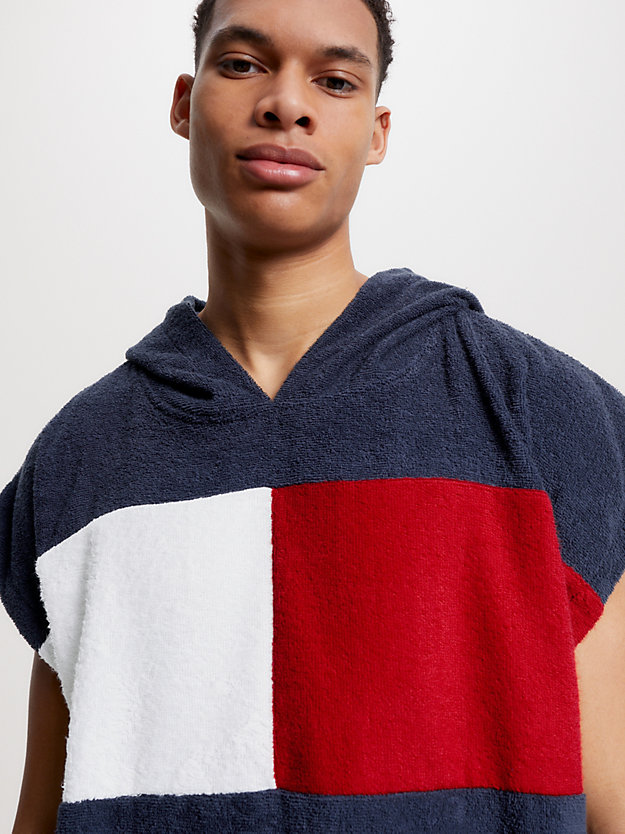 TWILIGHT NAVY Archive Colour-Blocked Hooded Terry Poncho for unisex TOMMY JEANS