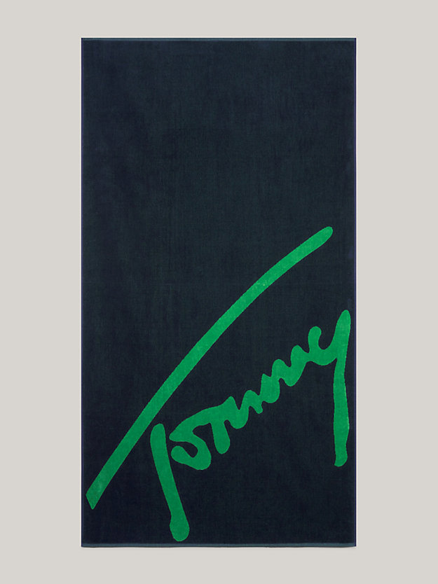 blau handtuch mit signatur-logo für unisex - tommy jeans