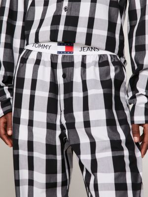 black heritage dual gender badge pyjama set for unisex tommy jeans