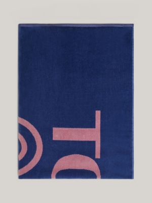 blue badehandtuch mit logo für unisex - tommy jeans