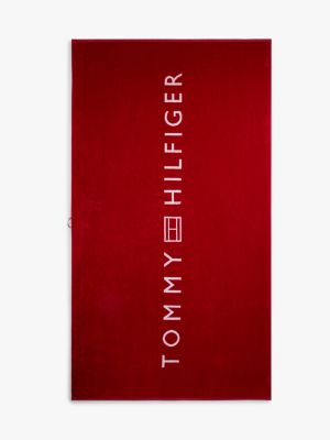 red strandtuch mit logo für gender-inclusive erwachsene - tommy hilfiger