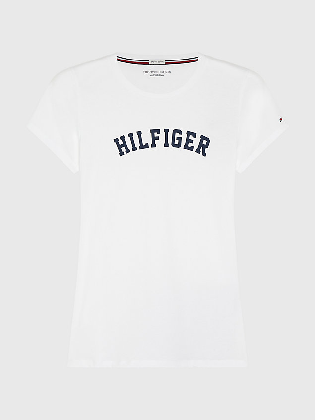 white logo t-shirt for women tommy hilfiger