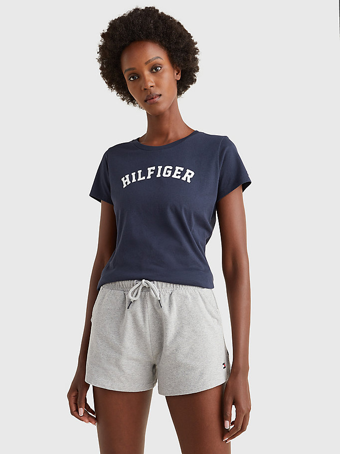 blue logo t-shirt for women tommy hilfiger