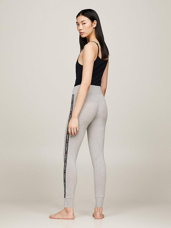 Tommy Hilfiger Women’s Loungewear Side Logo Leggings Grey Heather RRP £40 