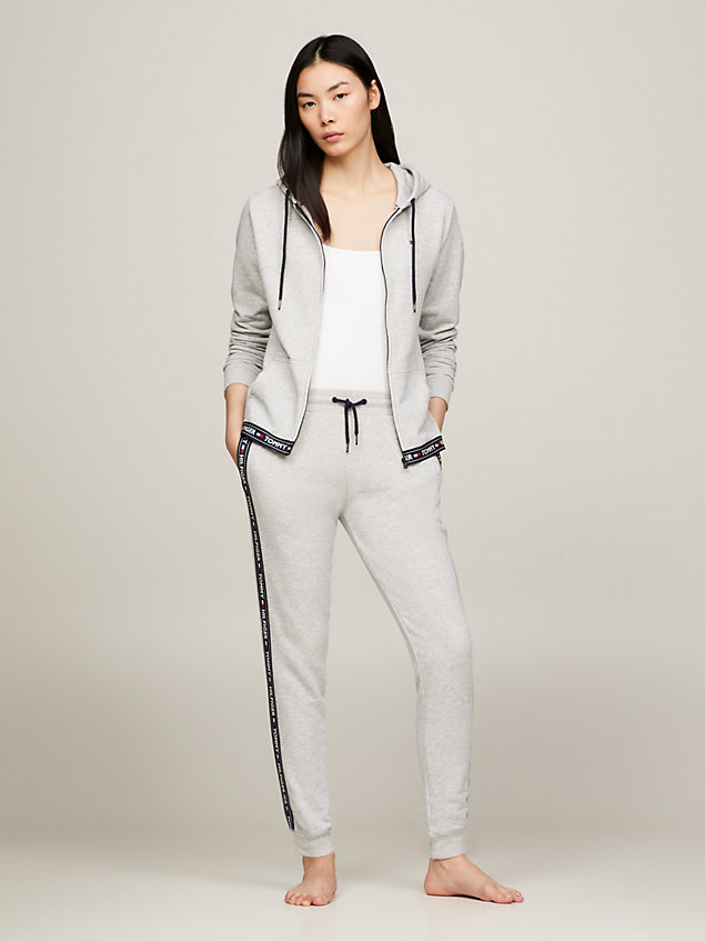 grey logo tape joggers for women tommy hilfiger