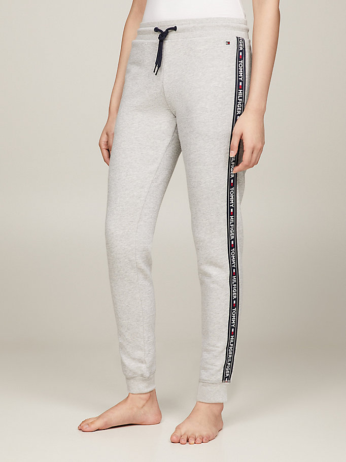 grey logo tape joggers for women tommy jeans