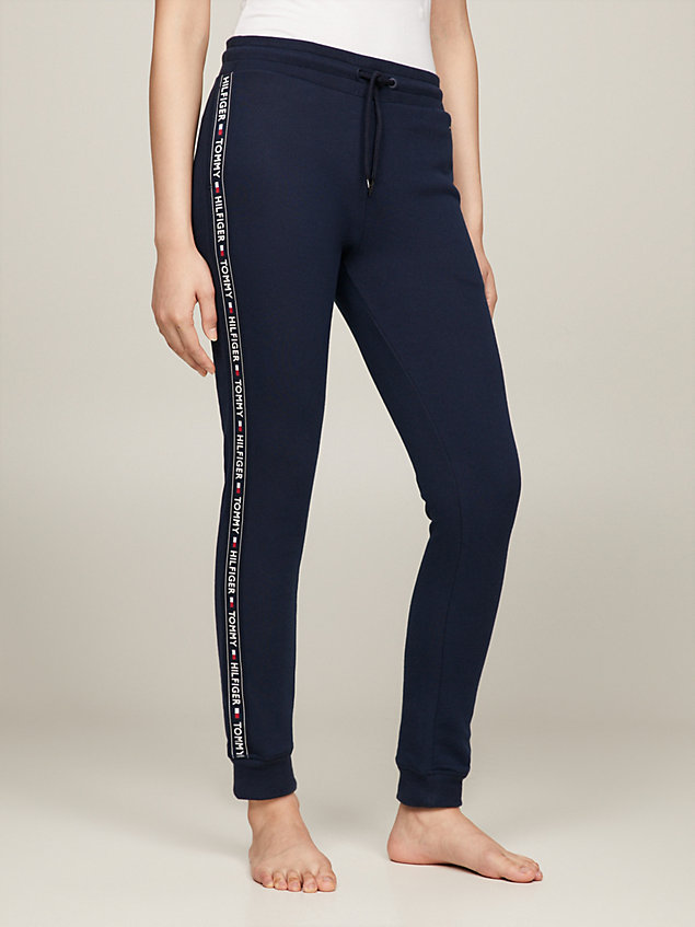 blue logo tape joggers for women tommy hilfiger