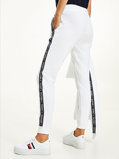 white logo tape joggers for women tommy jeans