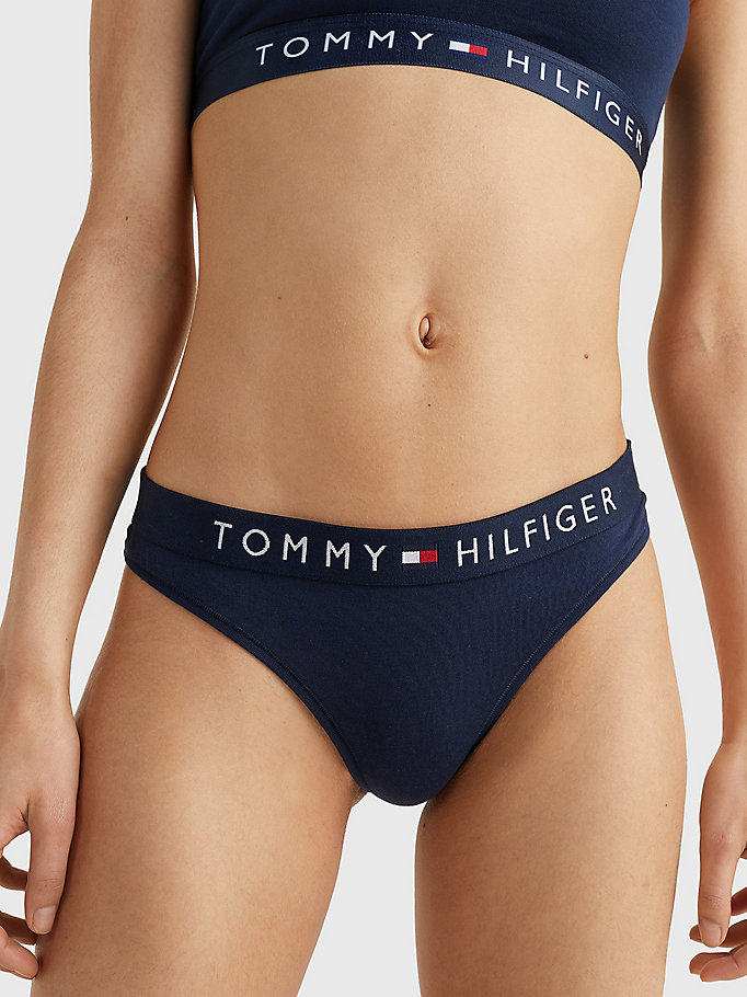 blue logo waistband stretch cotton briefs for women tommy hilfiger