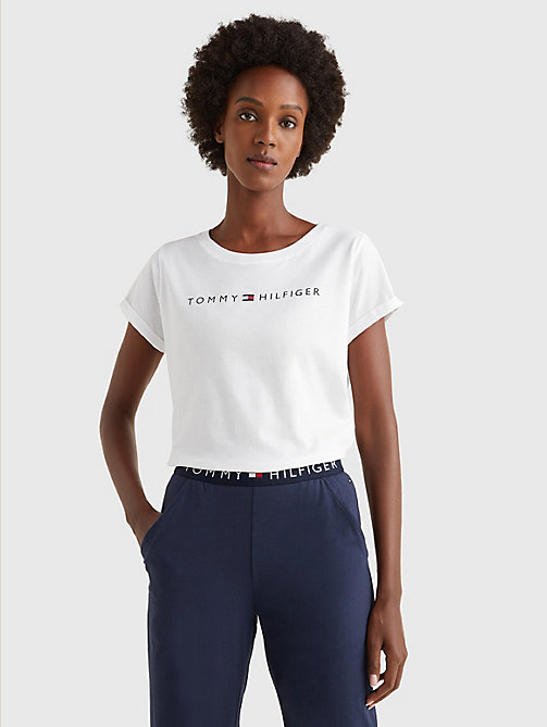 white original logo turn-back cuff t-shirt for women tommy hilfiger