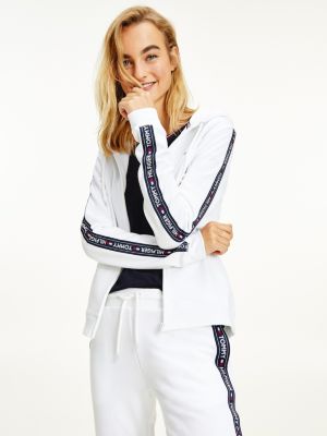 Hoodie met rits en logotape | WIT | Tommy Hilfiger
