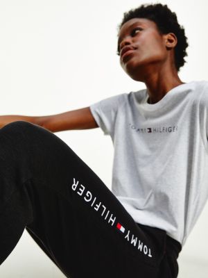 tommy hilfiger tape joggers black