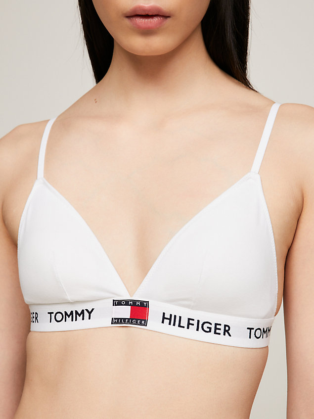 white organic cotton padded triangle bra for women tommy hilfiger