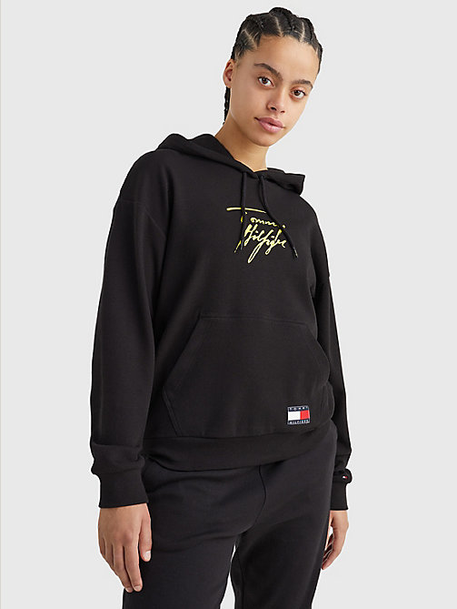 black tommy 85 pastel signature hoody for women tommy hilfiger