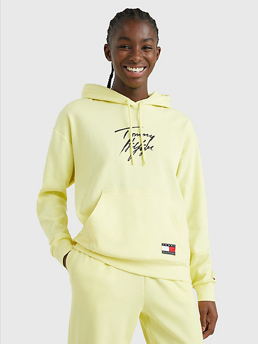 yellow tommy 85 pastel signature hoody for women tommy hilfiger