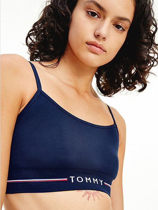 blue non-wired seamless push-up bralette for women tommy hilfiger