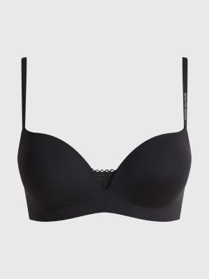 black wireless padded push-up triangle bra for women tommy hilfiger