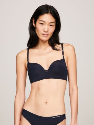 blue gepolsterter push-up-triangle-bh ohne bügel für damen - tommy hilfiger