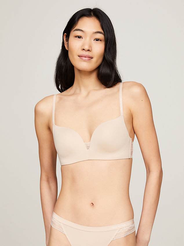 pink lace trim non-wired push-up bra for women tommy hilfiger