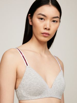 Logo Tape Triangle Bra, Grey