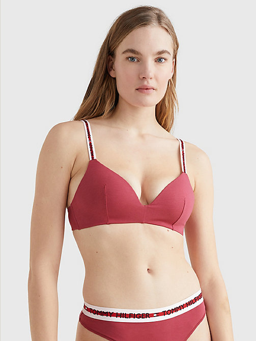 red logo tape triangle bra for women tommy hilfiger