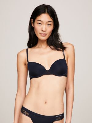 blue lace trim balconette underwired bra for women tommy hilfiger