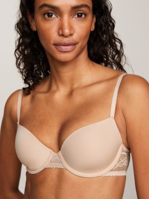 pink lace trim balconette underwired bra for women tommy hilfiger