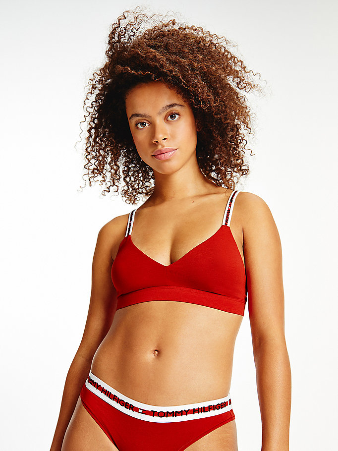 red logo tape triangle bralette for women tommy hilfiger