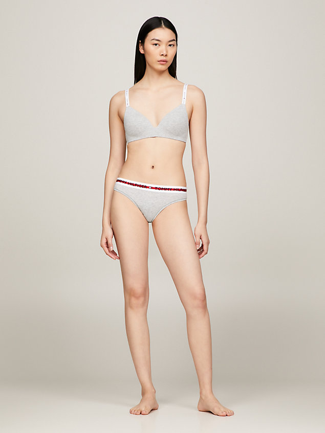 grey logo tape stretch thong for women tommy hilfiger