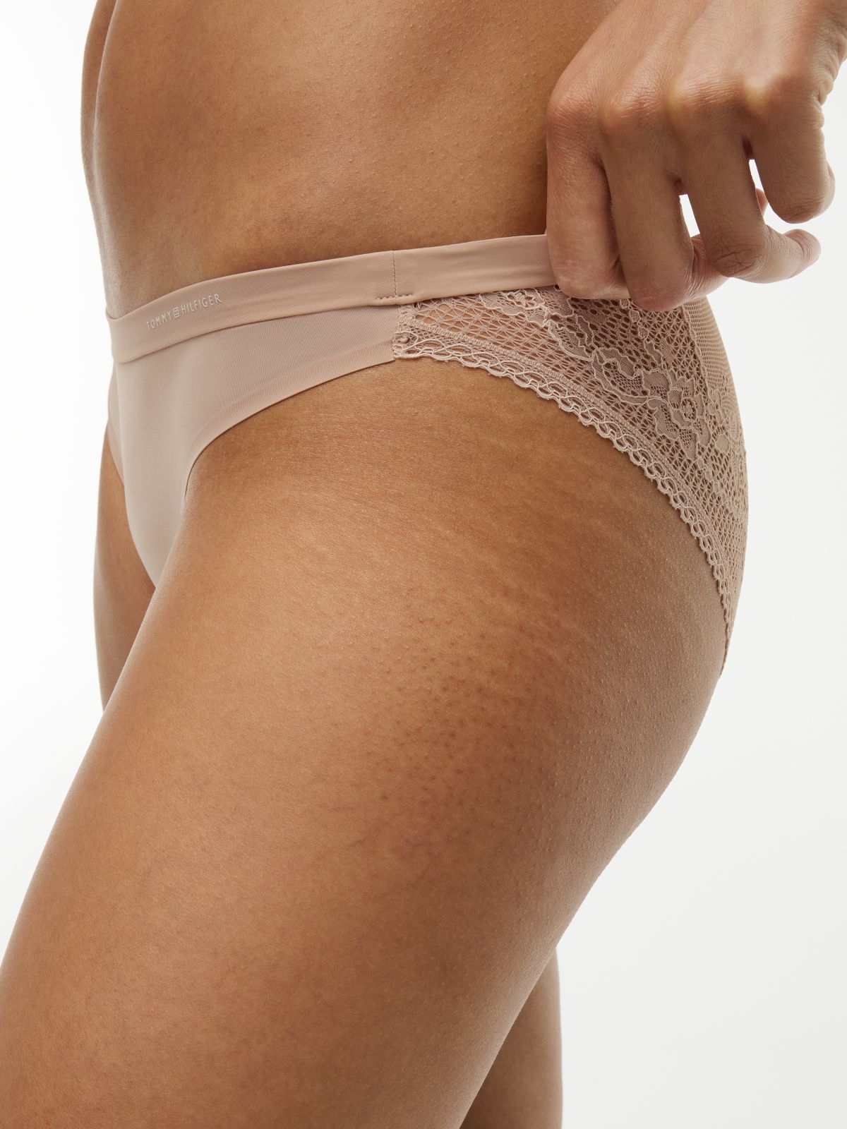 Logo Waistband Lace Briefs — Pink