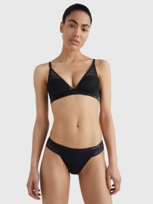 black lace panel logo thong for women tommy hilfiger