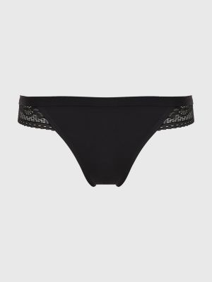 schwarz string mit logo und spitzenbesatz für damen - tommy hilfiger