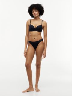 Lace Panel Logo Thong — Blue 2