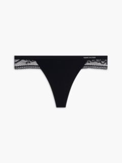Lace Panel Logo Thong — Blue 7