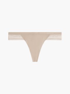 Lace Panel Logo Thong — Pink 7