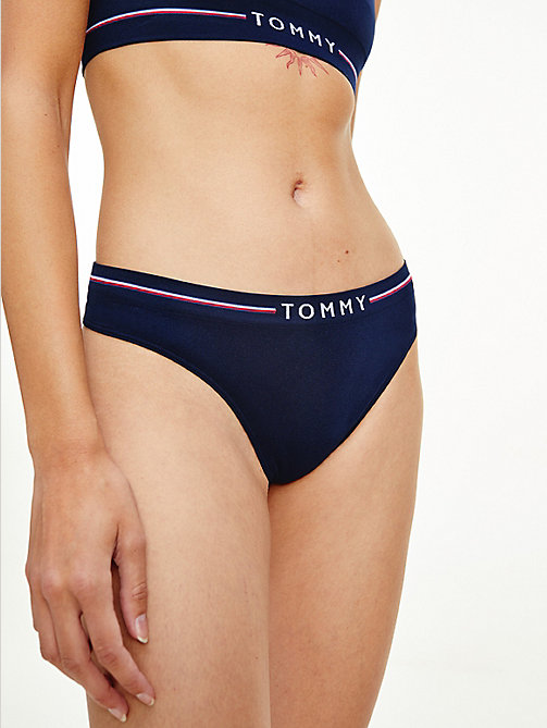 blue seamless logo thong for women tommy hilfiger