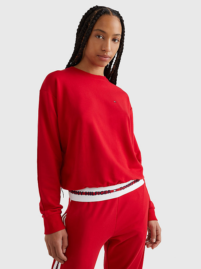 rot sweatshirt mit logomuster für women - tommy hilfiger