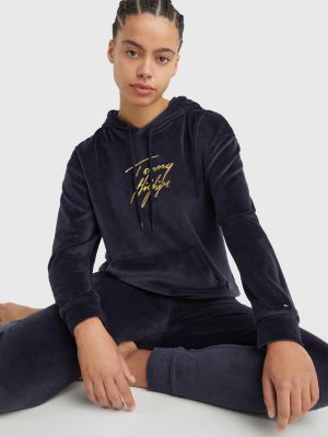 tommy hilfiger velvet hoodie