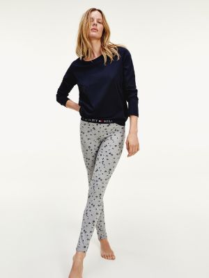 Floral Print Pyjama Set Grey Tommy Hilfiger