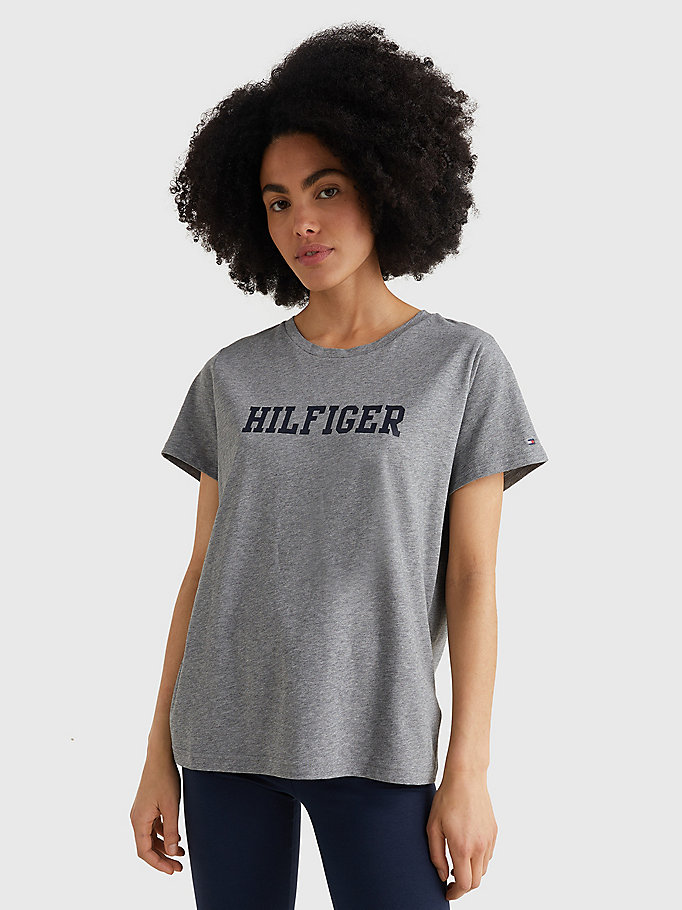 grey lounge organic cotton t-shirt for women tommy hilfiger