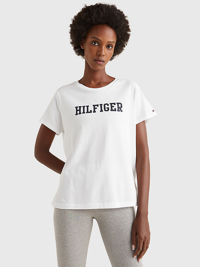 white lounge organic cotton t-shirt for women tommy hilfiger
