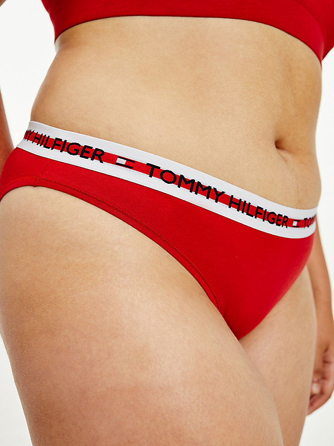 red curve repeat logo stretch organic cotton briefs for women tommy hilfiger