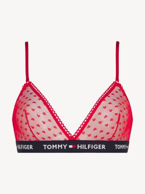 Heart Pattern Mesh Bralette | RED 