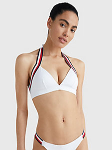 white fixed triangle bikini top for women tommy hilfiger