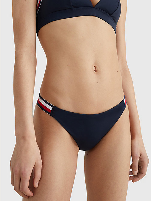 parte inferior de bikini con corte atrevido azul de mujer tommy hilfiger